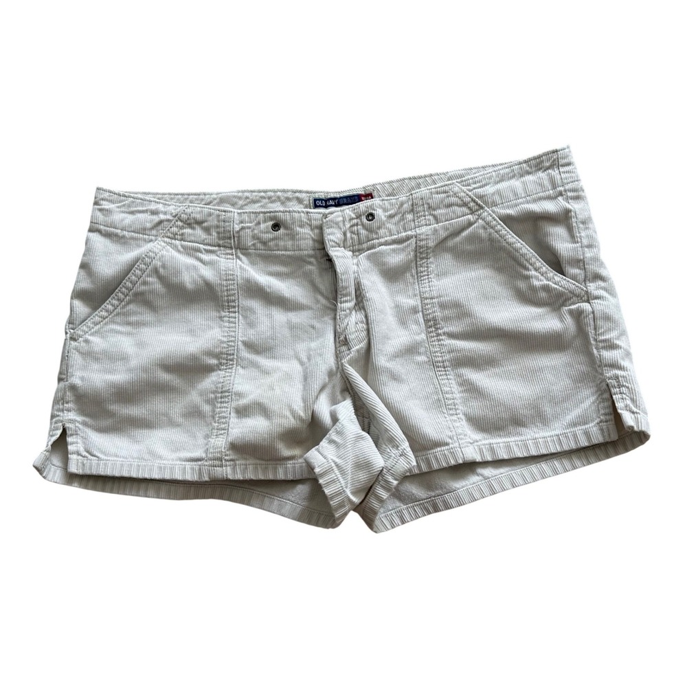 Old Navy Womens Corduroy Shorts Cream Ultra Low Waist Cotton Size 10 Y2K Retro